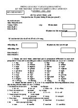 Đề thi chọn học sinh giỏi Tiếng anh lớp 6, 7, 8 - Năm học 2011-2012 - Phòng GD & ĐT Đoan Hùng